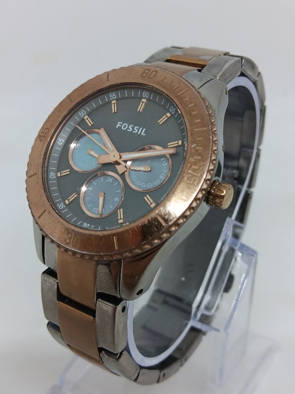 Fossil "Stella" ES-3030 Women's 38mm S/Steel MOP Accent Multifunction Watch